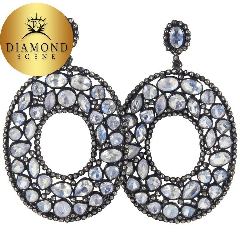 Moonstone Diamond Silver Fashion Earrings