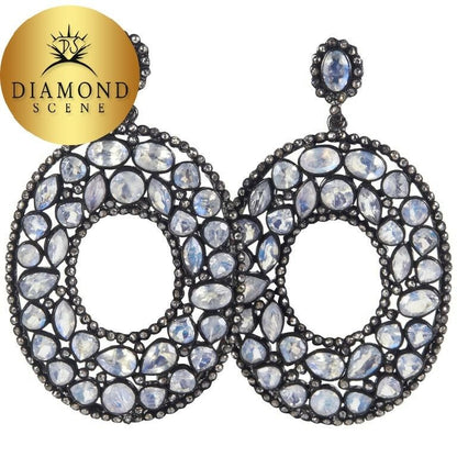 Moonstone Diamond Silver Fashion Earrings