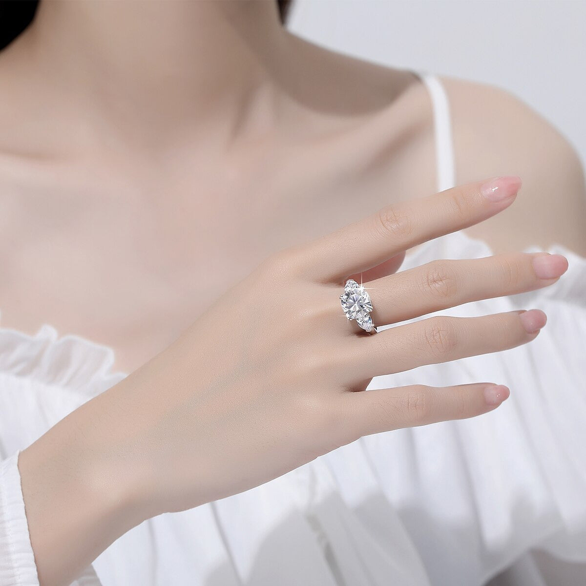 Massive 5 Carat Cushion Moissanite Ring Woman D Color Sterling Silver 925
