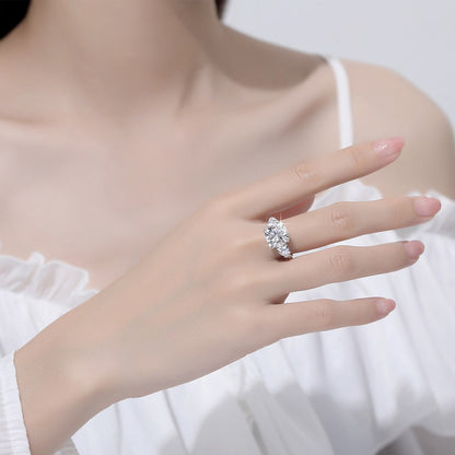 Massive 5 Carat Cushion Moissanite Ring Woman D Color Sterling Silver 925