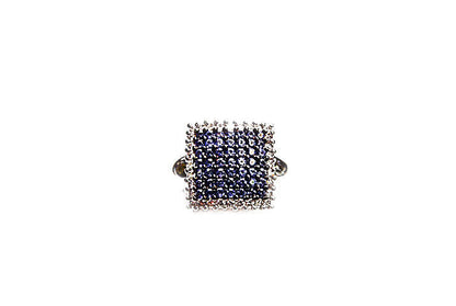 SAPPHIRE AND DIAMOND FASHION RING SQUARE OUTLINE SAPPHIRE DIAMOND RING
