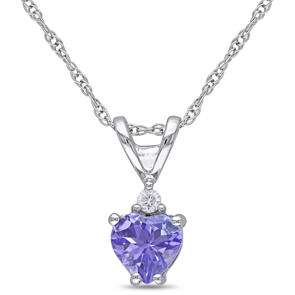 Miabella Women'S 3/8 Carat T.G.W. Heart-Cut Tanzanite and Round-Cut Diamond Acce