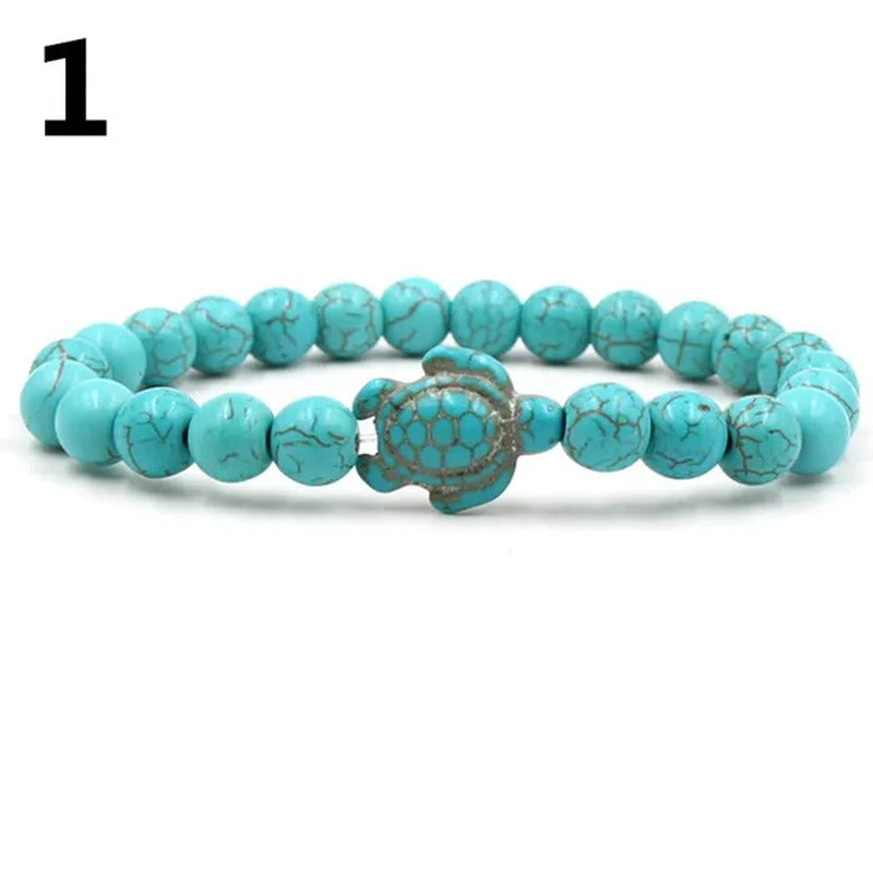 Summer Style Sea Turtle Beads Bracelets for Women Men Classic Natural Stone Elas