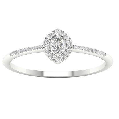 Imperial 1/5Ct TDW Diamond 10K White Gold Marquise Diamond Halo Promise Ring (H-