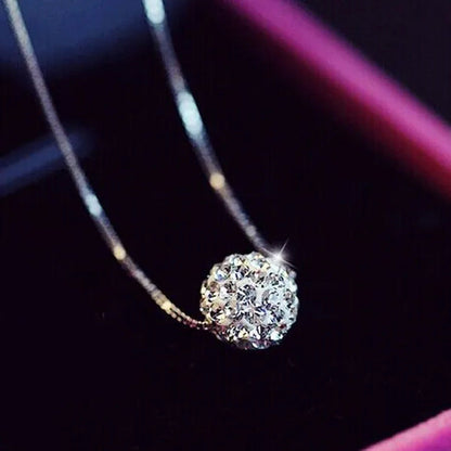 2021 New Womens Fashion 925 Sterling Silver Ball Pendant Crysta Diamond Choker N