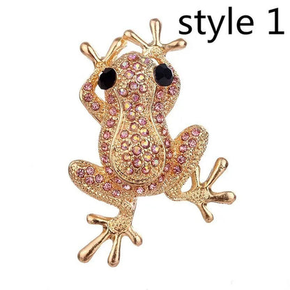 Personality Cute Frog Diamond Brooch Pin