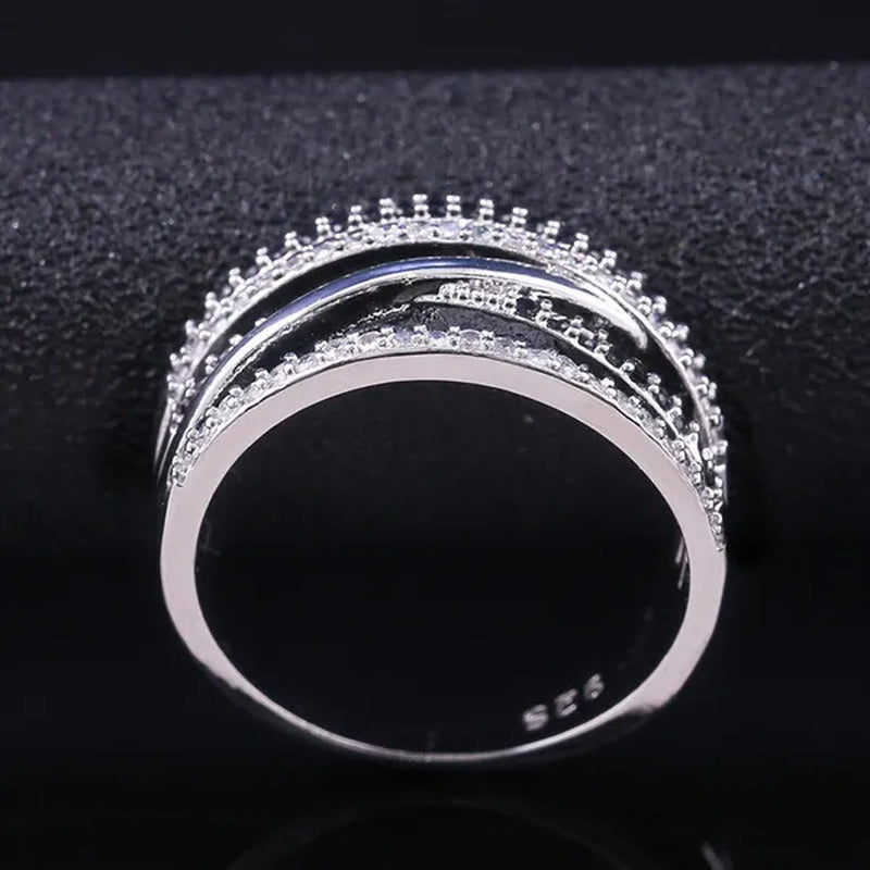 Solid 925 Sterling Silver Natural Black Sapphire Diamond Ring Anniversary Gift E