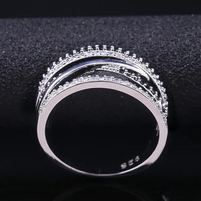 Solid 925 Sterling Silver Natural Black Sapphire Diamond Ring Anniversary Gift E