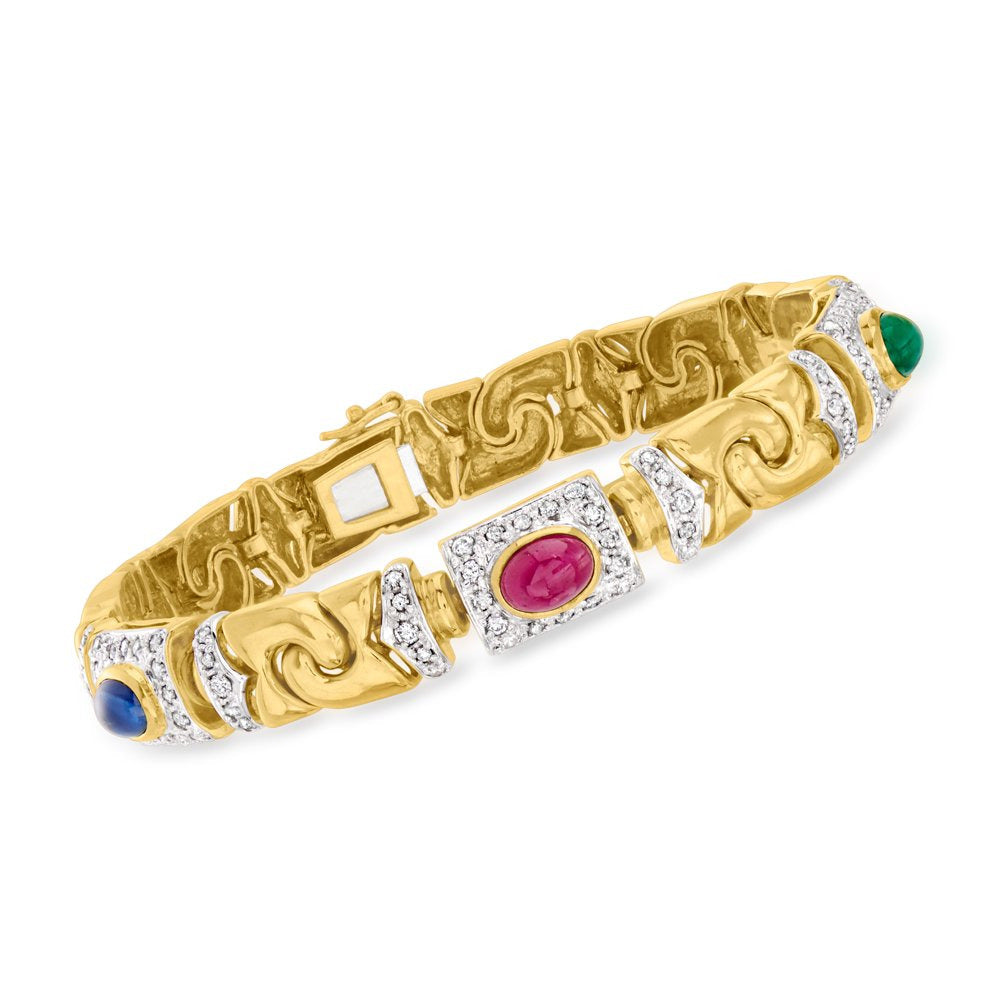 C. 1980 Vintage 2.55 Ct. T.W. Multi-Gemstone Bracelet with 1.50 Ct. T.W. Diamond