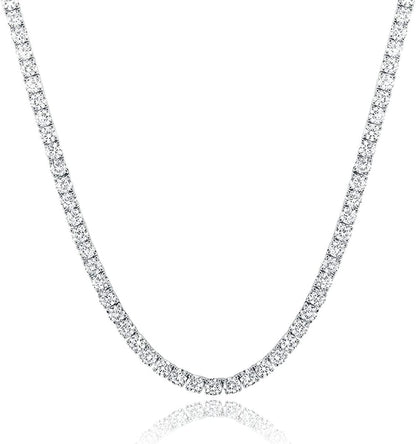 MDFUN Tennis Necklace 18K White Gold Plated | 5.0-6.0Mm round Cubic Zirconia Cut