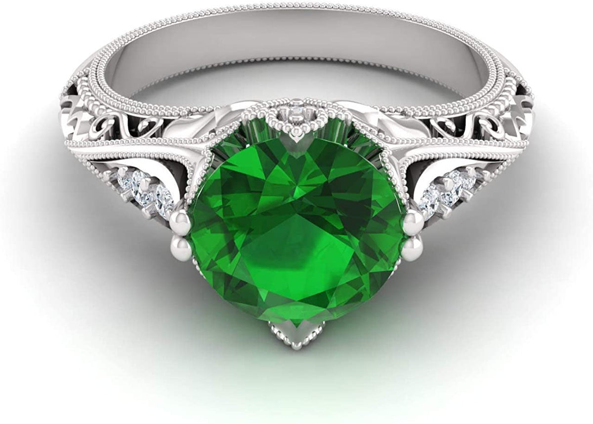 Natural and Certified Gemstone and Diamond Engagement Ring in 14K White Gold | 1