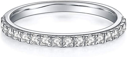 YODEWA Moissanite Wedding Band for Women Half Eternity 925 Sterling Silver 0.3Ct