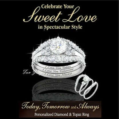 3Pcs / Set Classic Bright Woman Fashion Diamond Jewelry Exquisite 925 Sterling S