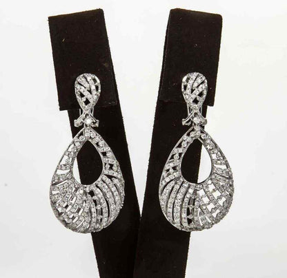 Pear Shaped Diamond Gold Dangle Earrings