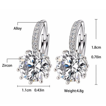 Artificial Diamond Earrings for Women Girls, Vintage Hoop Earrings Alloy Silver