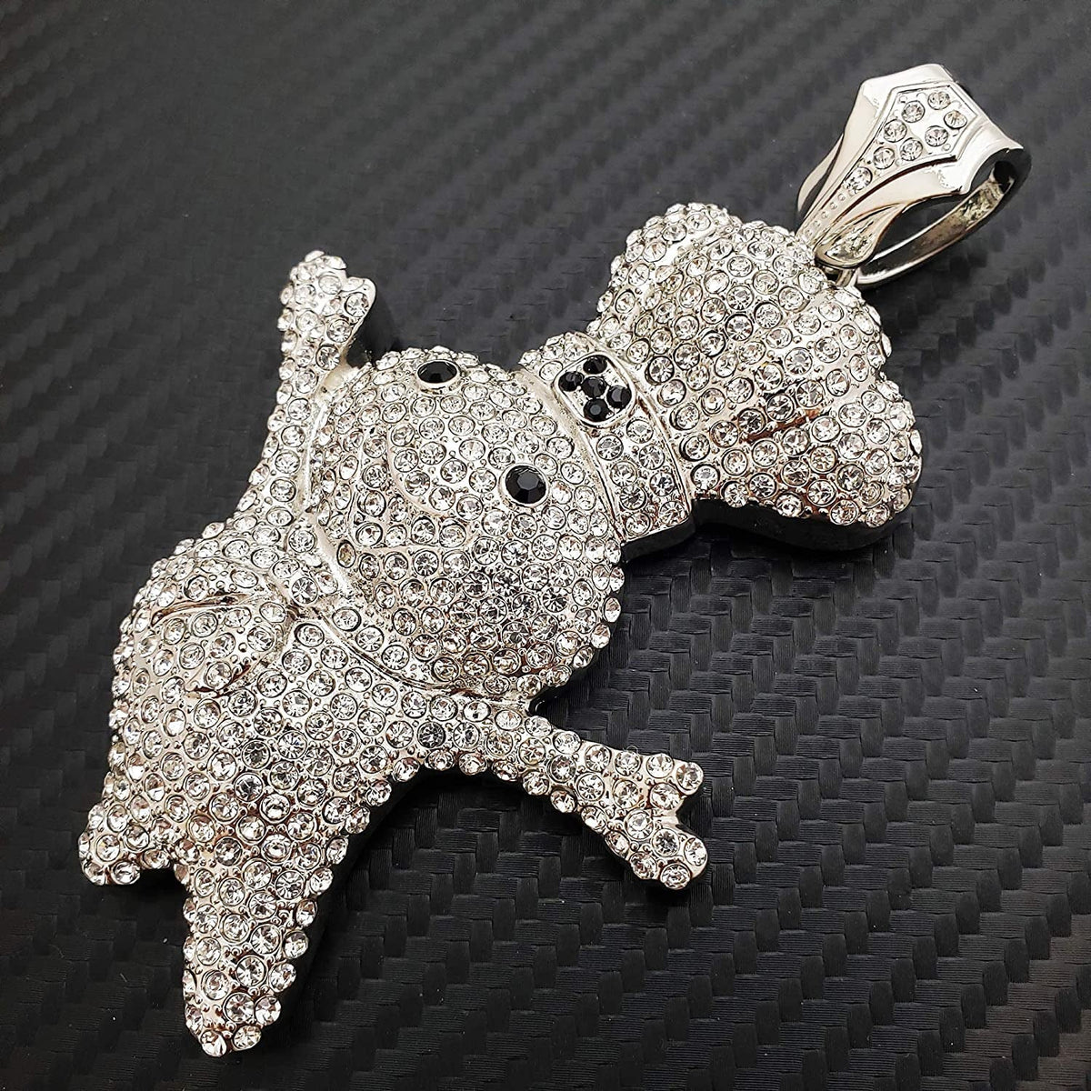 Hip Hop Iced Large DOUGHBOY Pendant & 18" 1 ROW Tennis Choker Chain Necklace