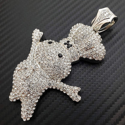 Hip Hop Iced Large DOUGHBOY Pendant & 18" 1 ROW Tennis Choker Chain Necklace