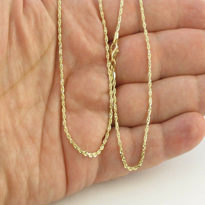 14K Yellow Gold Rope Link Chain Necklace 20" 4.6 Grams 2 Mm Thick