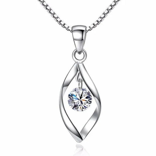 Exquisite Elegant Bridal Wedding Silver Plated Necklace for Women White Sapphire