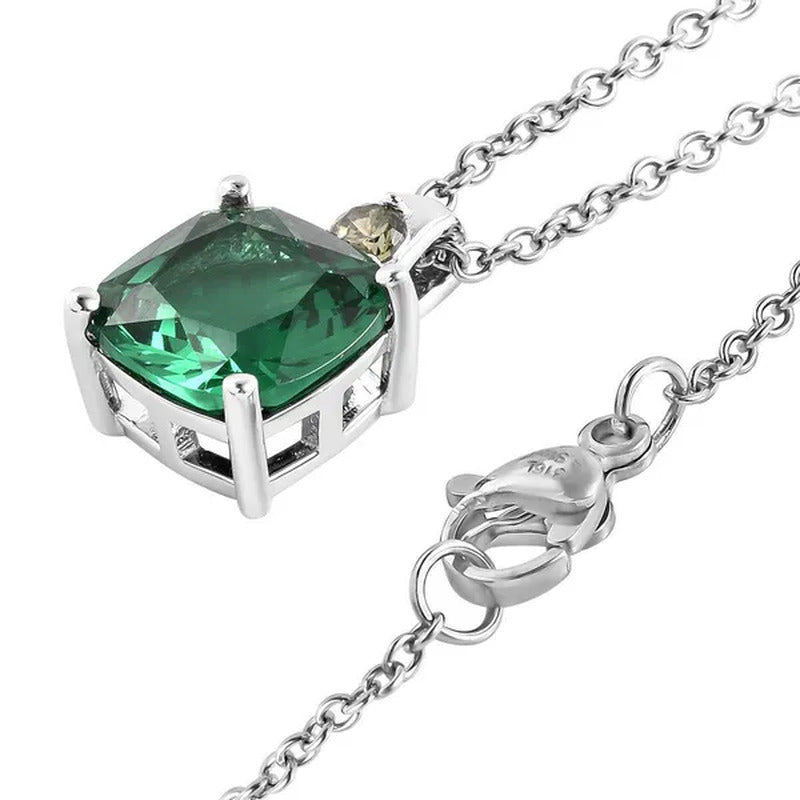 Shop LC Emerald Pendant Necklace for Women Created Peridot 925 Sterling Silver G