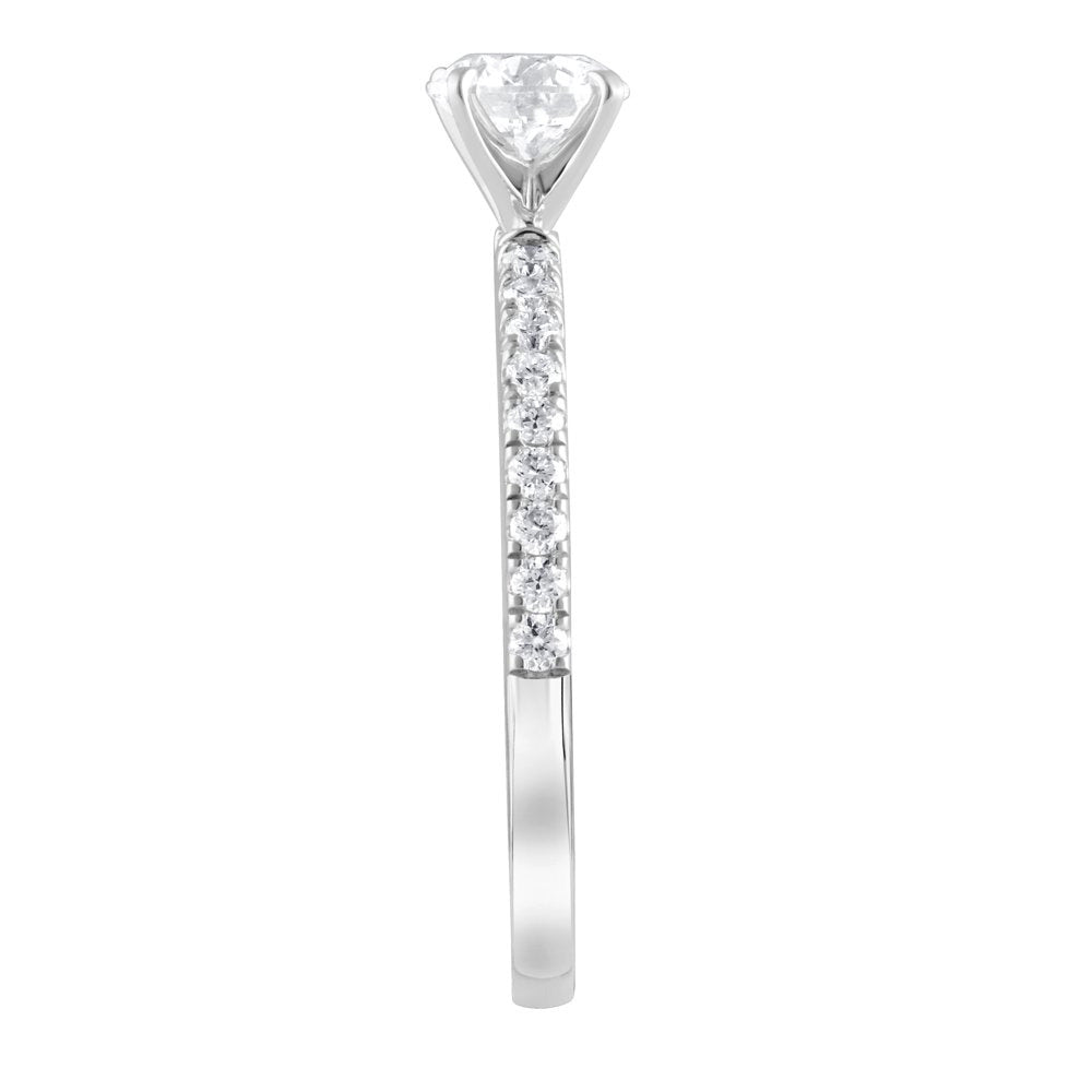Unique Moments 1 Ct Lab Grown Diamond round Engagement Ring in 14K White Gold (G