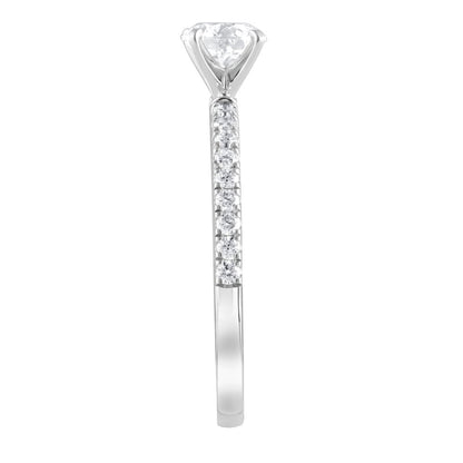 Unique Moments 1 Ct Lab Grown Diamond round Engagement Ring in 14K White Gold (G