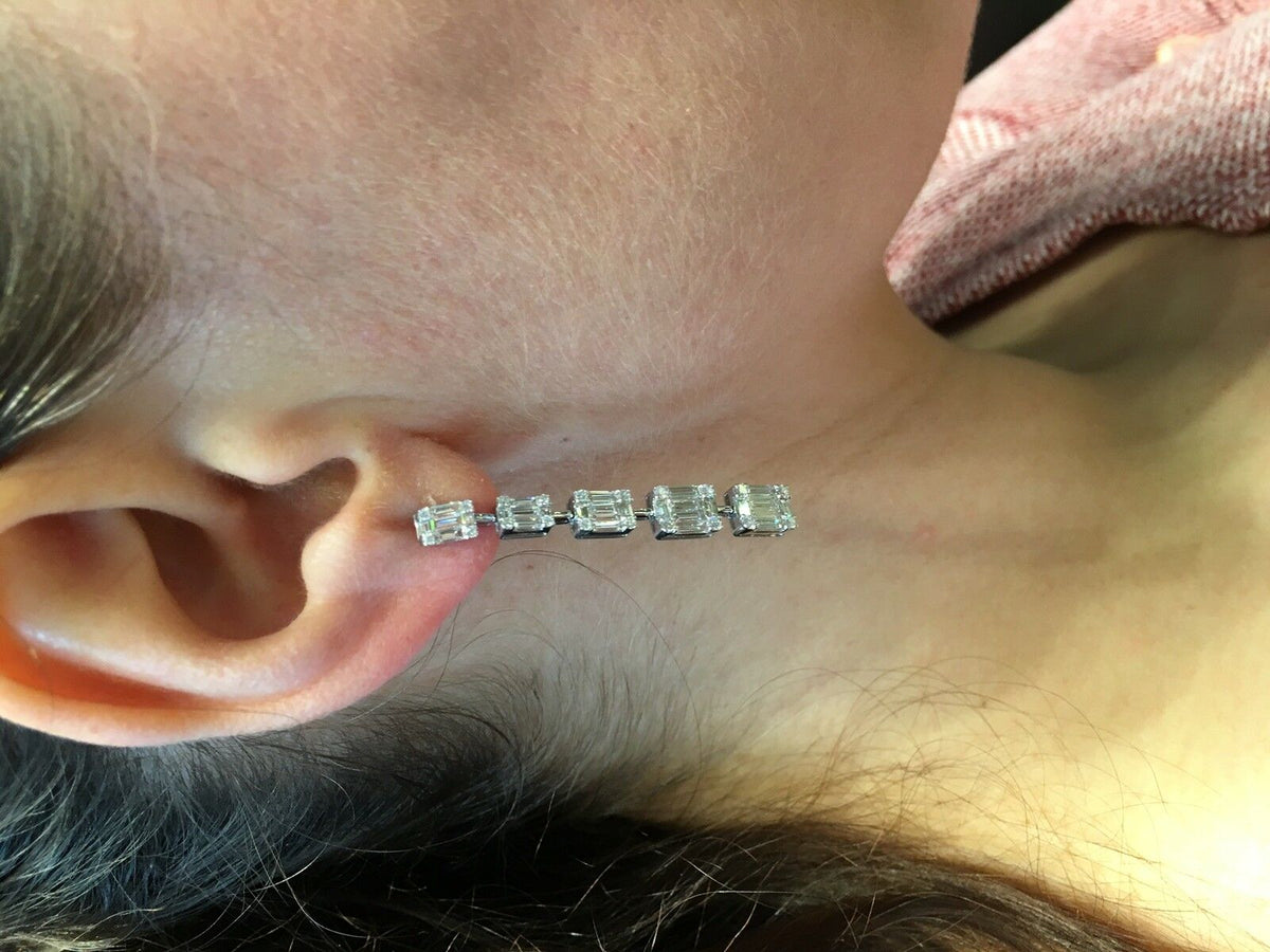 DIAMOND EMERALD ROUND BRILLIANT ILLUSION DANGLE EARRIN