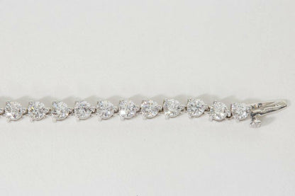 Diamond Tennis Bracelet Three Prong Setting 8.21 CT 18 k white gold