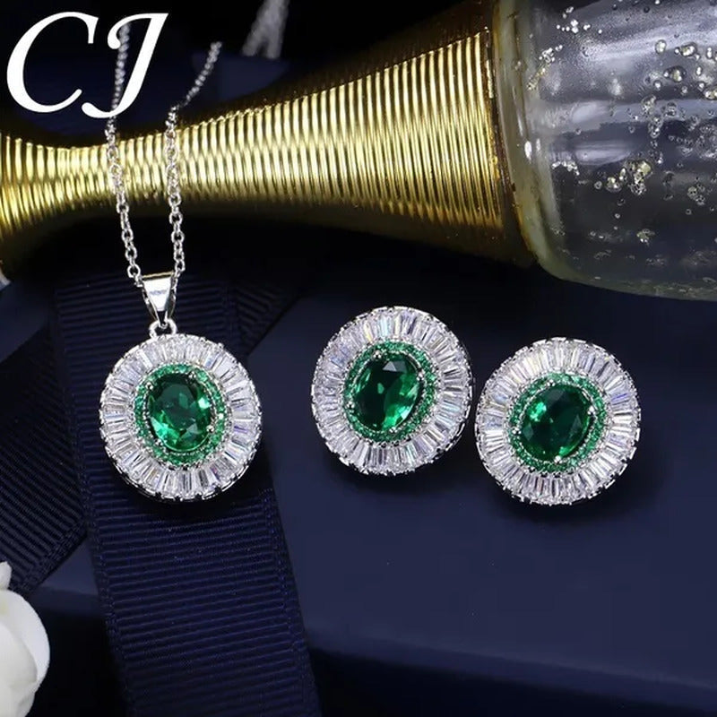 CANDICE Classic round Sapphire CZ Party Jewelry Sets for Women Elegant Blue Cubi
