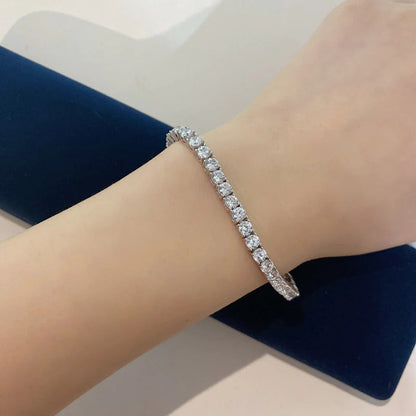 100% 925 Sterling Silver 3/4Mm Real Moissanite Gemstone Bangle Charm Wedding