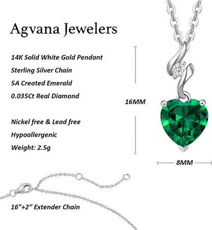 Valentines Day Gifts for Her 14K Solid White Gold Diamond Genuine or Created Gem