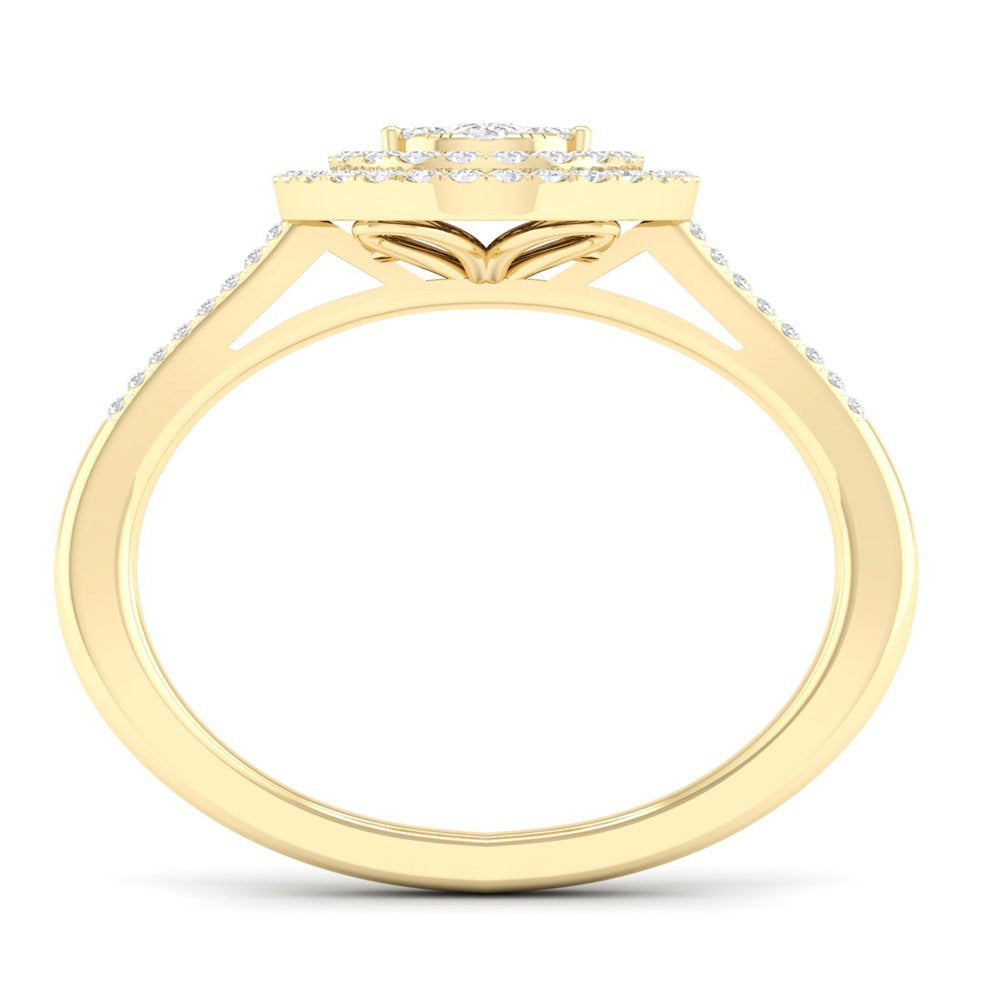Imperial 1/4Ct TDW Diamond 10K Yellow Gold Pear Cluster Halo Engagement Ring (H-
