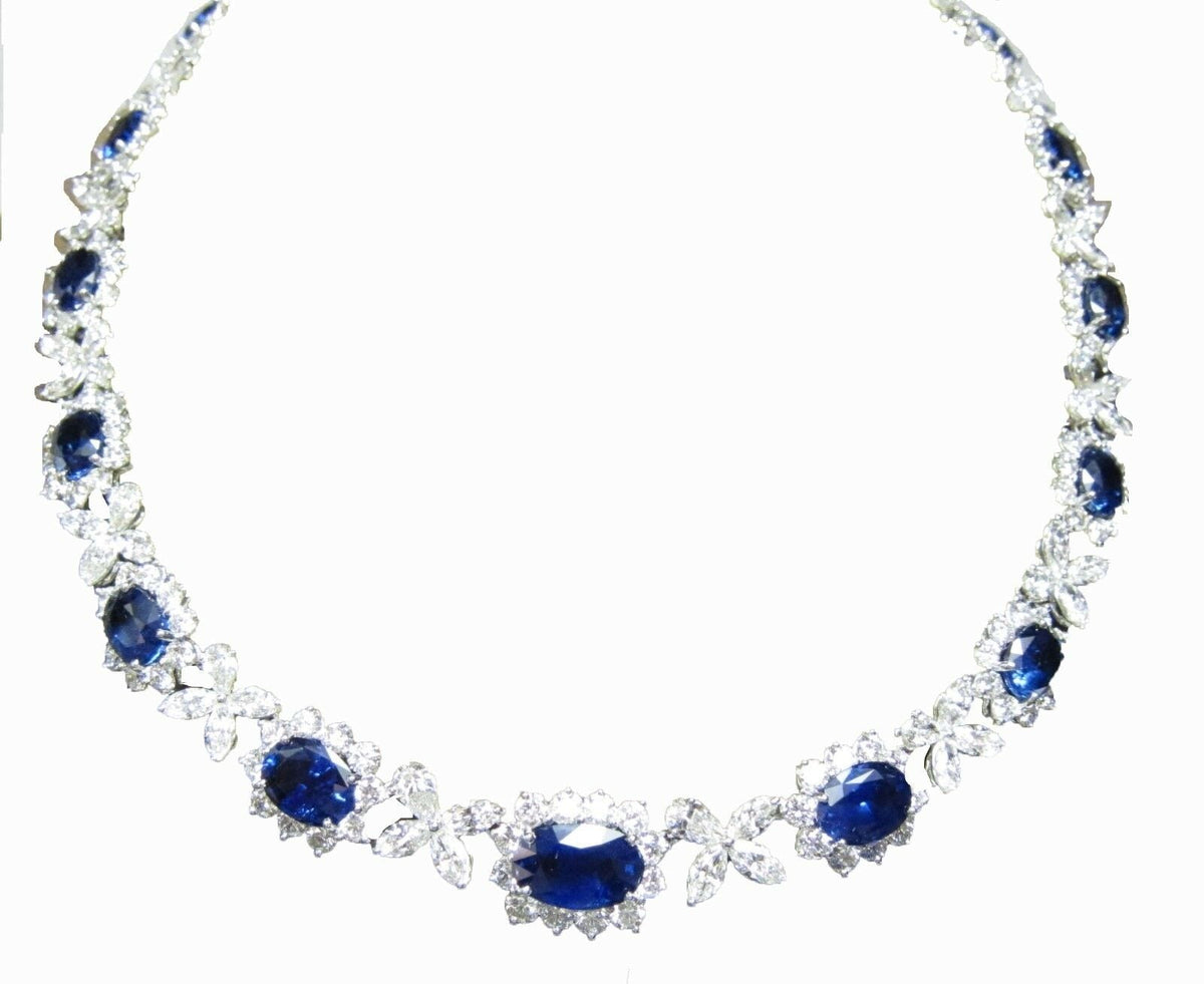SAPPHIRE OVAL SHAPE SET DIAMOND 18 PEAR 54 MARQUISE 183 ROUND SHAPE NECKLACE