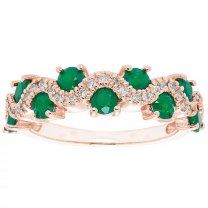 1.0 CT Genuine Emerald and 0.15 CT. T.W. Diamond Band in 14K Gold
