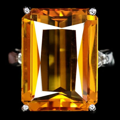 Gorgeous Citrine Ring Wedding Birthstone Bride Engagement Brand Ring Jewelry Siz