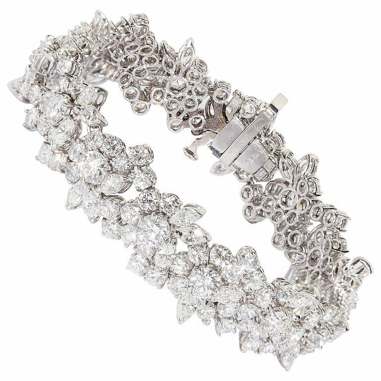 Estate Diamond Bracelet 22.00 ct round marquise diamond platinum
