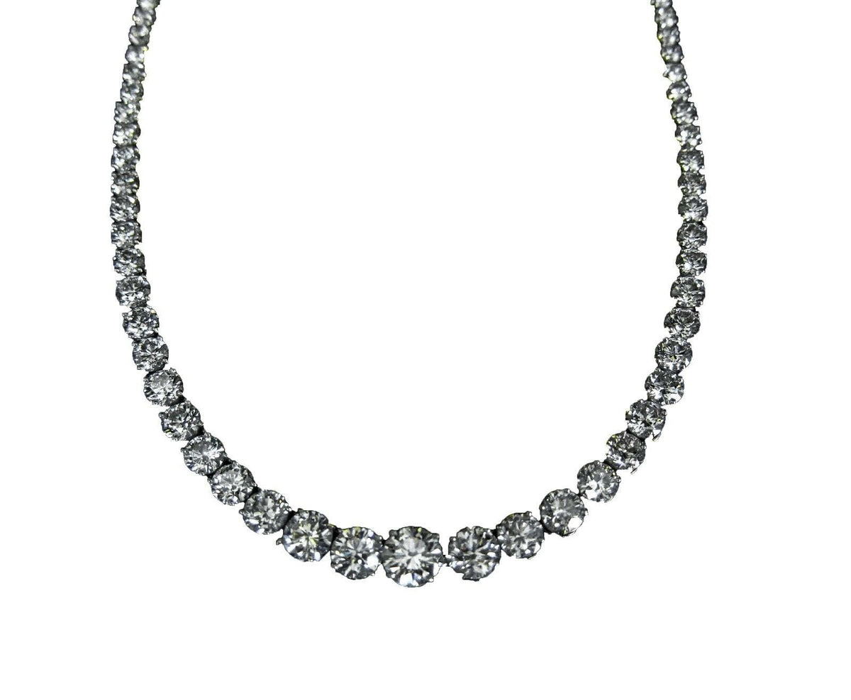 DIAMOND TENNIS NECKLACE 4 PRONG SET ROUND BRILLIANT SHAPE CENTER 1.25 CT DIAMOND