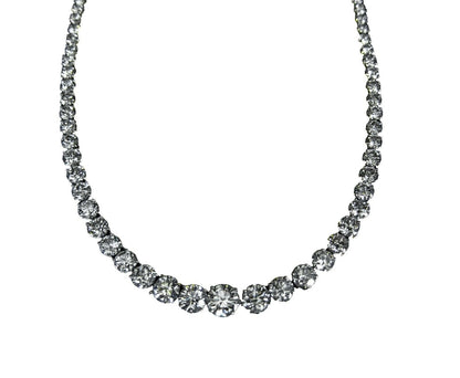 DIAMOND TENNIS NECKLACE 4 PRONG SET ROUND BRILLIANT SHAPE CENTER 1.25 CT DIAMOND