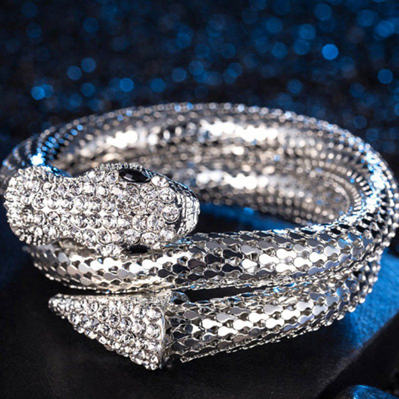 1PC Hot Popular Punk Gold Color Snake Bangle Retro Club Snake Spiral Bracelet Up