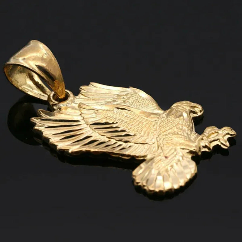 18K Gold Plated Eagle Diamond Cut Charm Pendant 3Mm 18" Cuban Necklace Chain