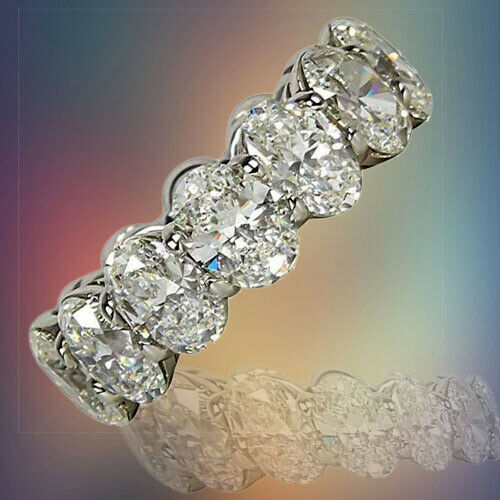11.24 Carat Oval Shape Diamond Platinum Eternity Band Ring Anniversary Band