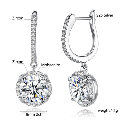 Certified 4 Carats 8Mm Moissanite Diamond Earrings for Women 100% 925 Sterling