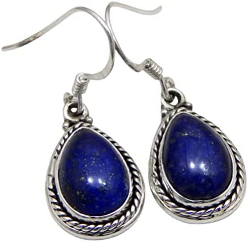 925 Sterling Silver Earring Lapis Lazuli Earring Handmade Gemstone Earring Pear