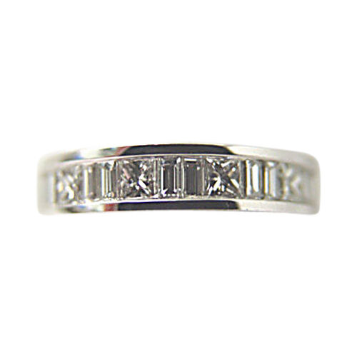 .97 CT DIAMOND 10 BAGUETTE SHAPE 4 PRINCESS SHAPE CHANNEL SET DIAMOND BAND