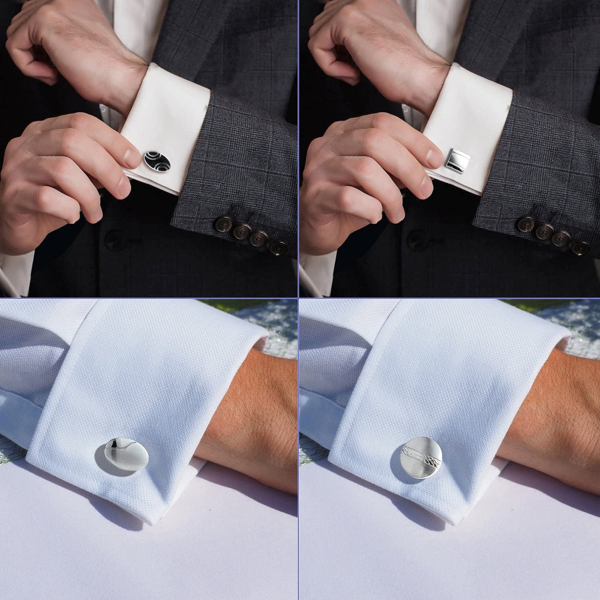 12 Pairs Cufflinks Set Gifts for Men Vintage Wedding Tuxedo Shirt Cuff Links Sil
