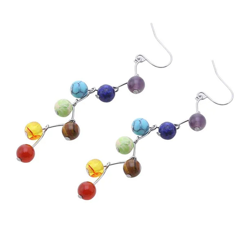 Women'S Fashion round Bracelet/Earrings/Necklace Amethyst Tiger Eye Lapis Lazuli