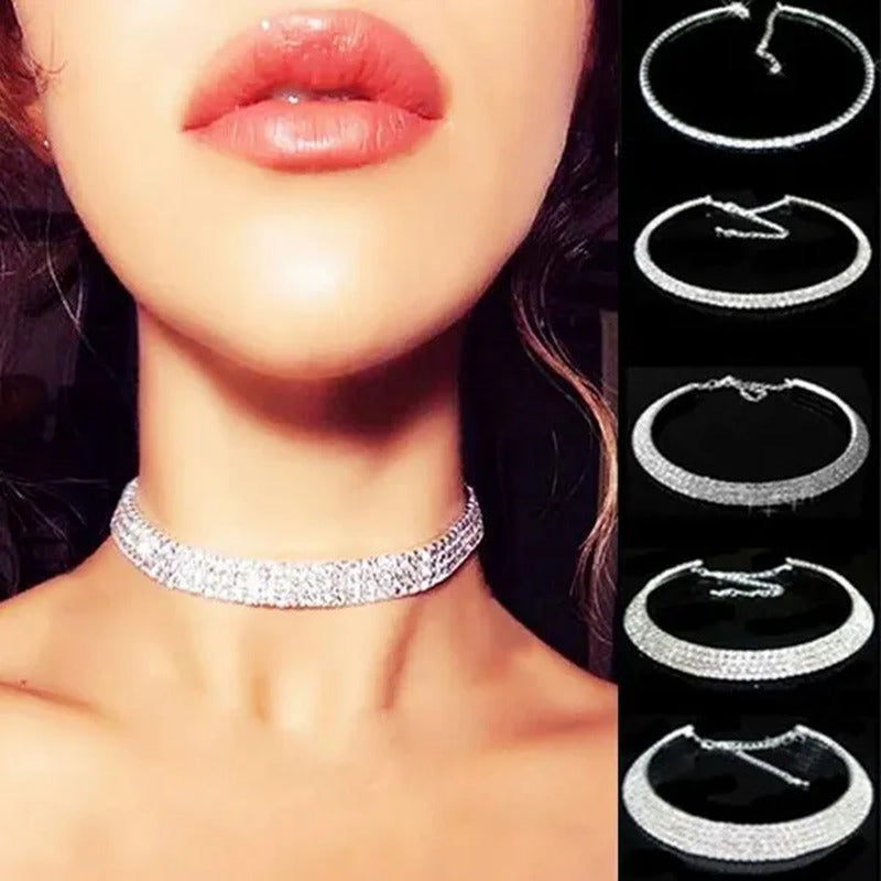 Hot Sale Bling Diamante Choker Prom Bridal Xmas Party Gift