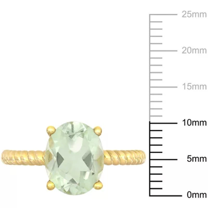 Prasiolite Quartz Promise Ring in 14K Yellow Gold