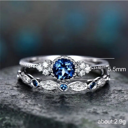 New Trendy 2019 Hot Sale Wedding Rings Set Natural Amethyst Sapphire Ring for Wo