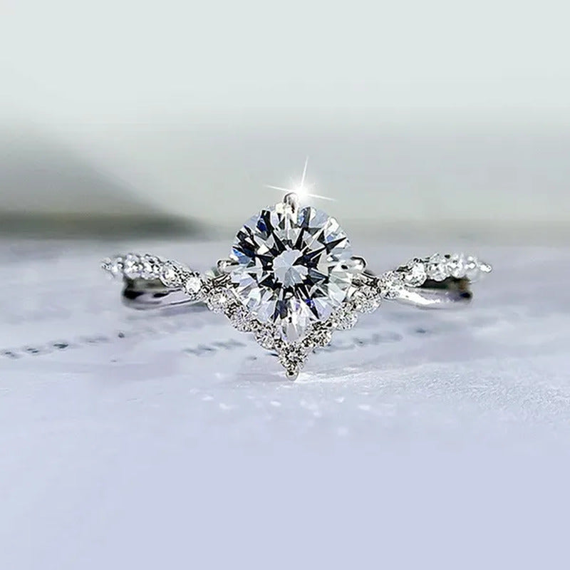 Luxury Bride Jewelry Trendy 925 Sterling Silver Criss Cross Ring White Sapphire